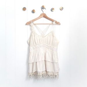 Free People Tiered Layered Satin Lace Tank | 12